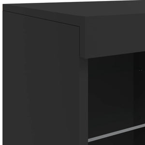 Μπουφές με Φώτα LED Μαύρος 202 x 37 x 67 εκ.