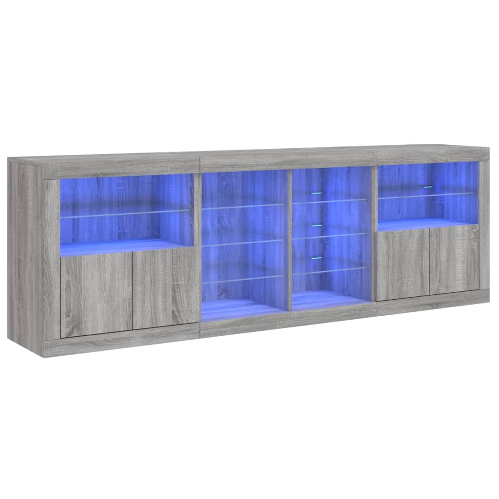 Μπουφές με LED Γκρι Sonoma 202 x 37 x 67 εκ.