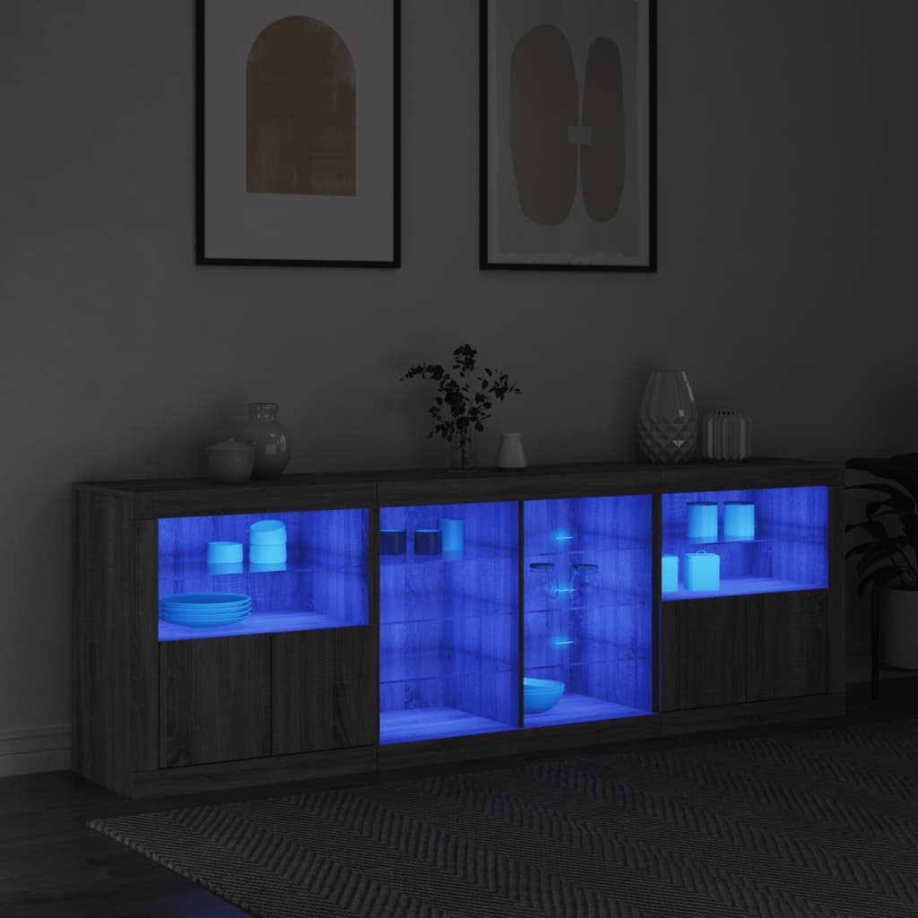 Μπουφές με LED Γκρι Sonoma 202 x 37 x 67 εκ.