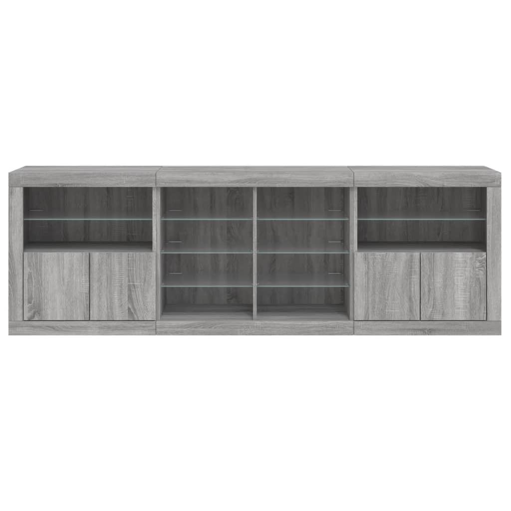 Μπουφές με LED Γκρι Sonoma 202 x 37 x 67 εκ.
