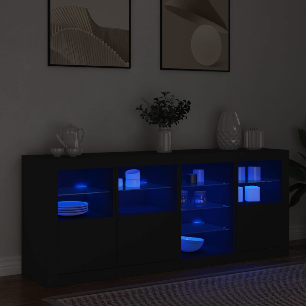 Μπουφές με LED Μαύρος 164 x 37 x 67 εκ.