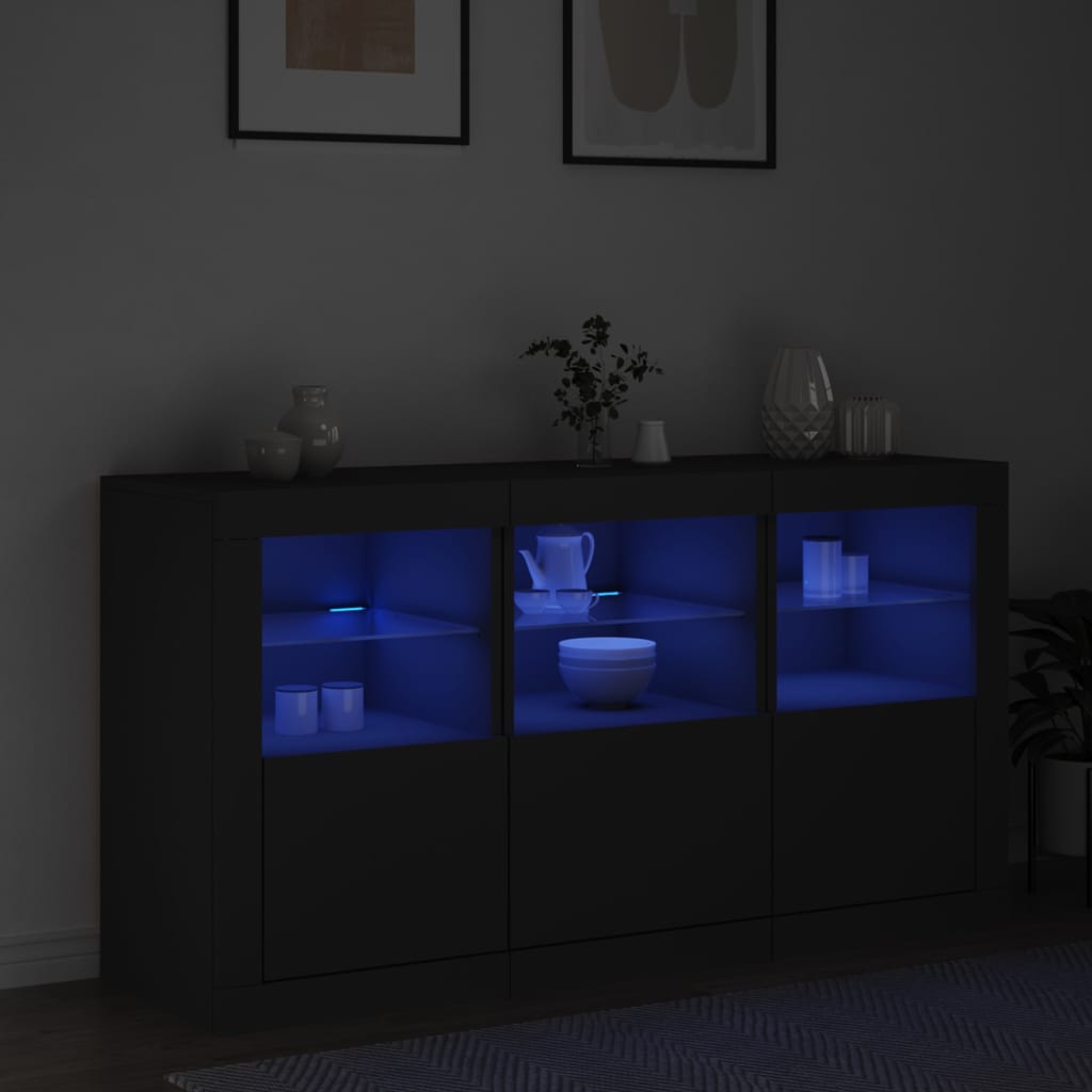 Μπουφές με LED Μαύρος 123 x 37 x 67 εκ. - Pakobazaar