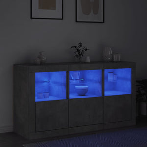 Μπουφές με LED Γκρι Σκυροδέματος 123 x 37 x 67 εκ.