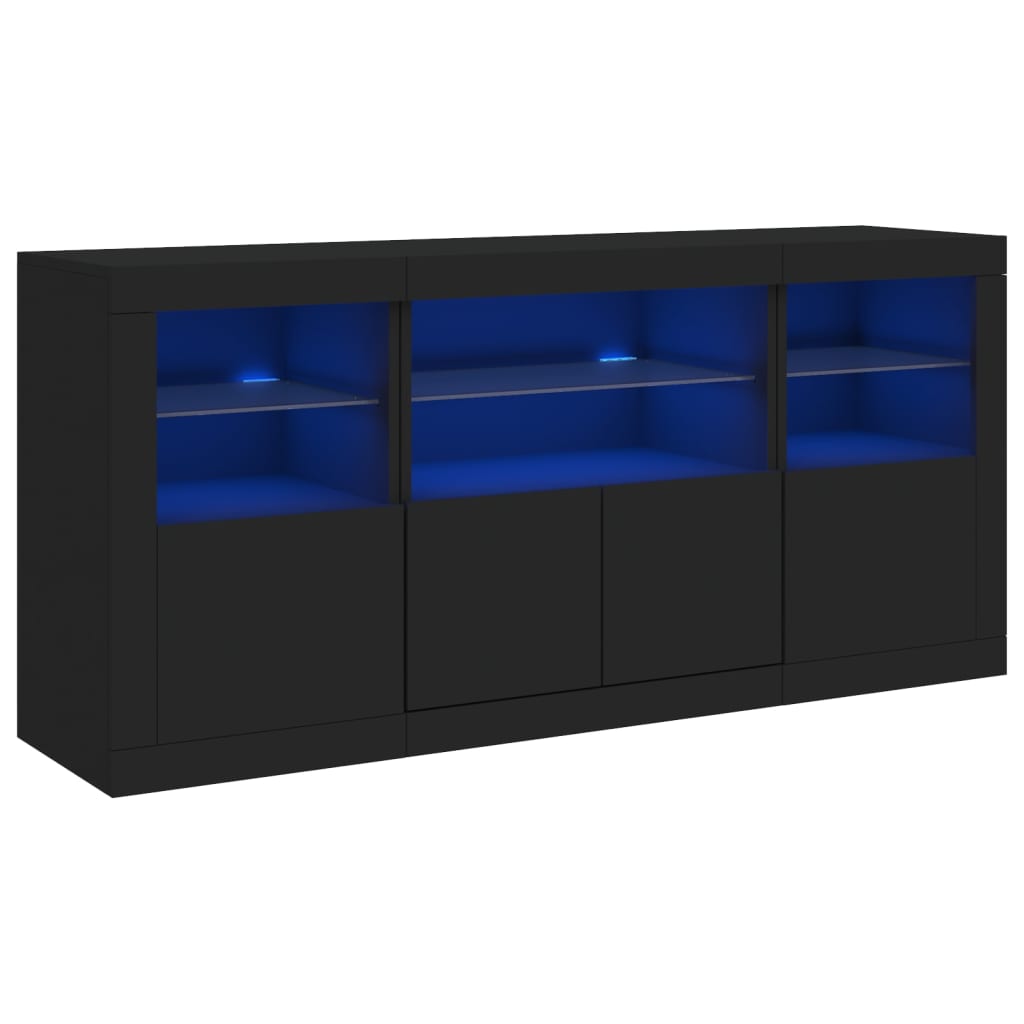 Μπουφές με LED Μαύρος 142,5x37x67 εκ. - Pakobazaar