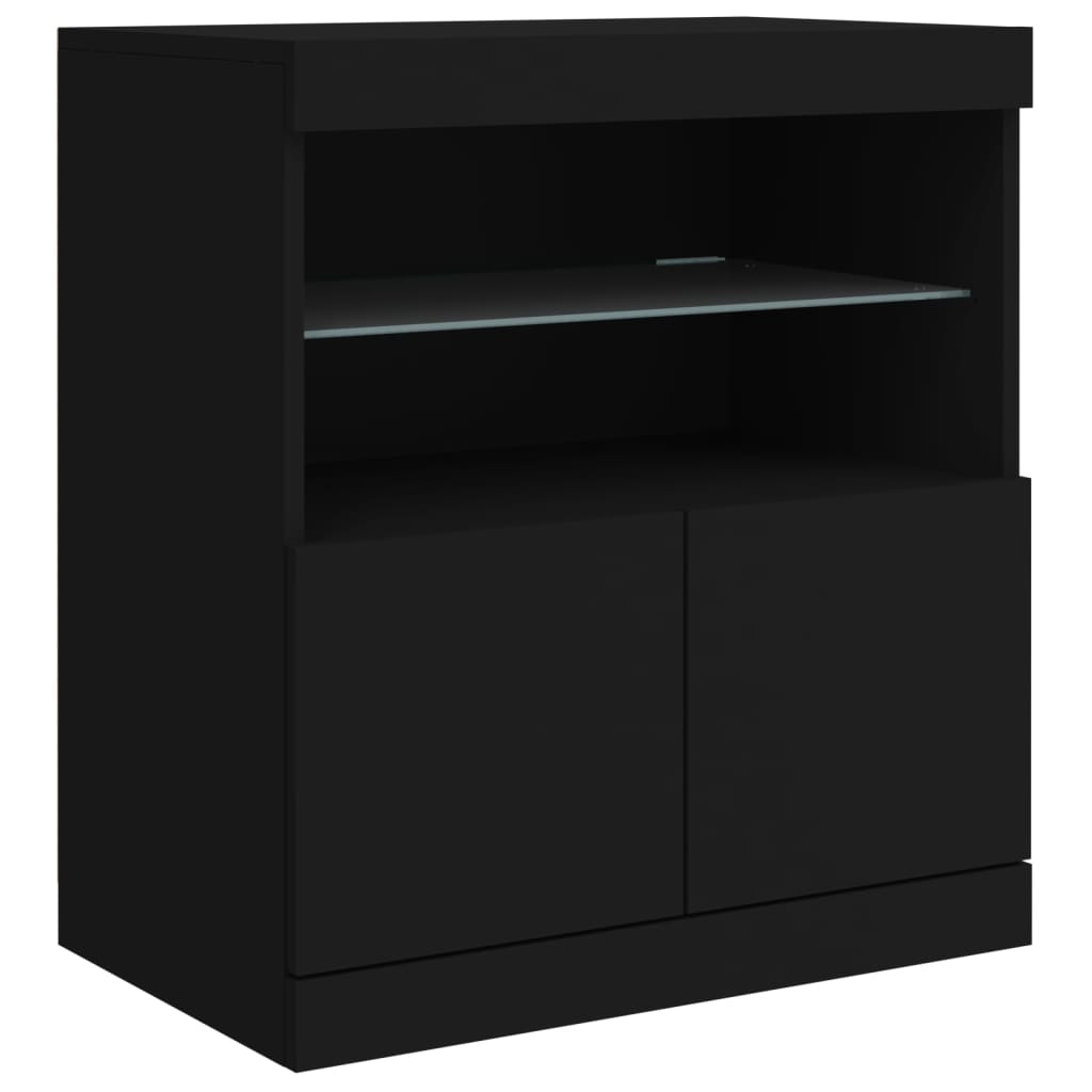 Μπουφές με LED Μαύρος 142,5x37x67 εκ. - Pakobazaar