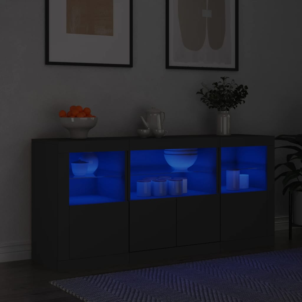 Μπουφές με LED Μαύρος 142,5x37x67 εκ. - Pakobazaar