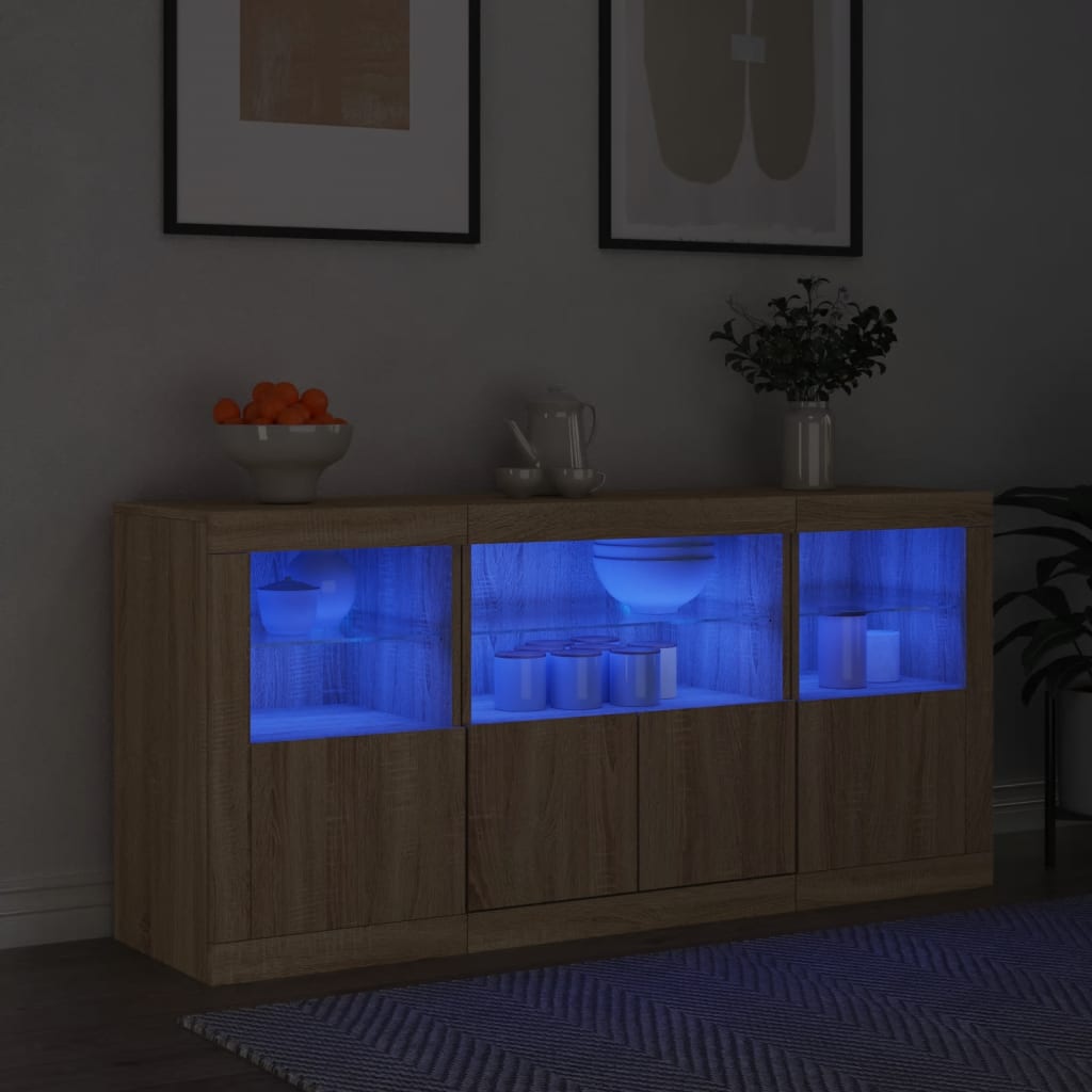 Ντουλάπι με LED Sonoma Δρυς 142,5x37x67 εκ. - Pakobazaar