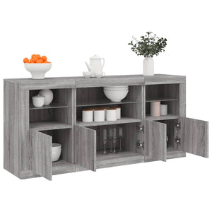 Μπουφές με LED Γκρι Sonoma 142,5x37x67 εκ. - Pakobazaar