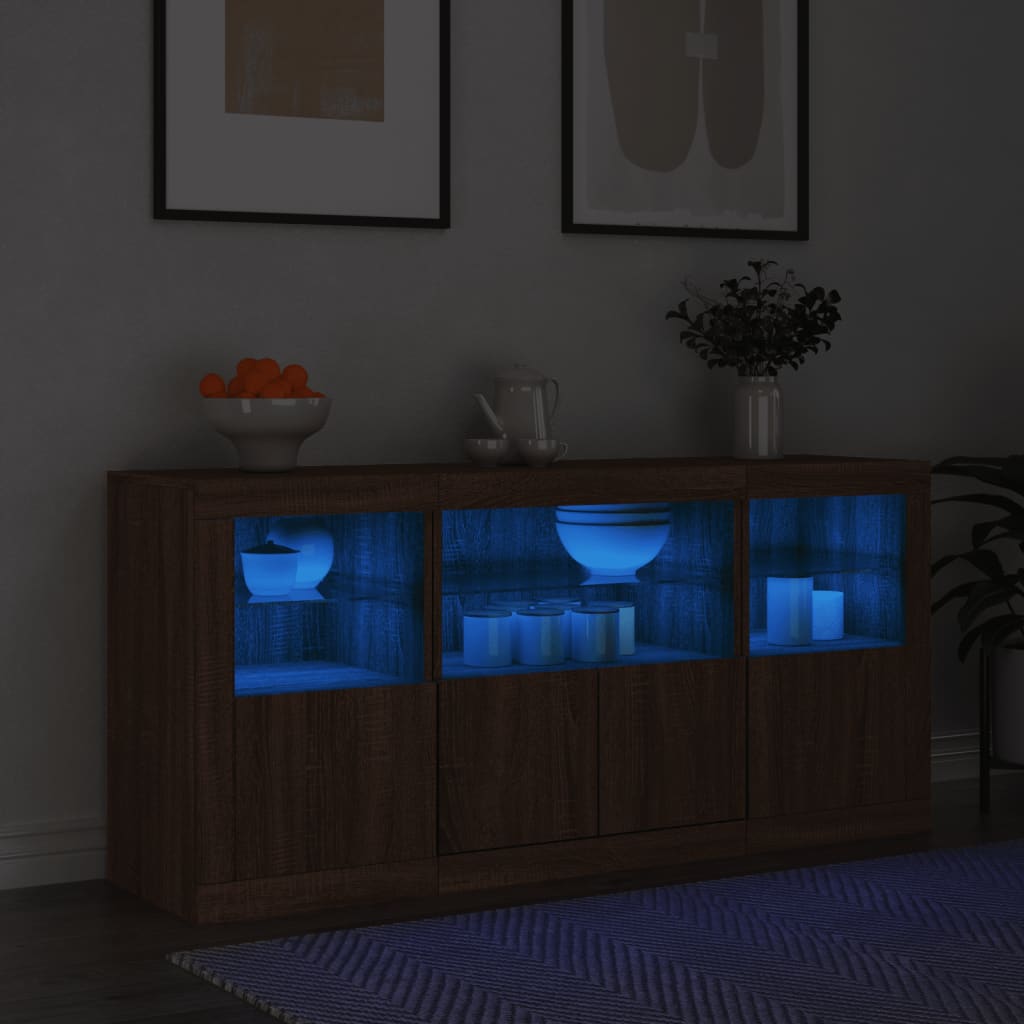 Ντουλάπι με LED Καφέ Δρυς 142,5x37x67 εκ.