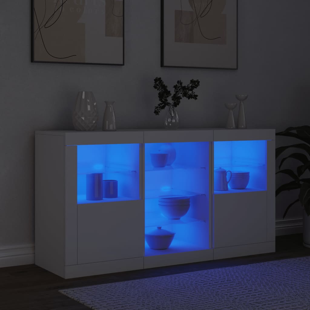 Μπουφές με Φώτα LED Λευκός 123 x 37 x 67 εκ.