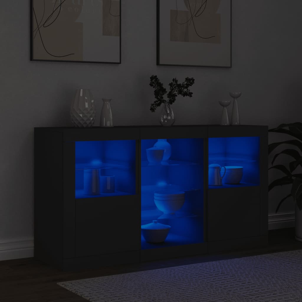 Μπουφές με LED Μαύρος 123 x 37 x 67 εκ. - Pakobazaar