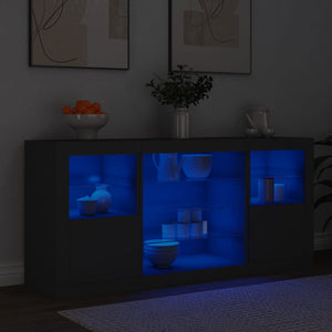 Μπουφές με LED Μαύρος 142,5x37x67 εκ.