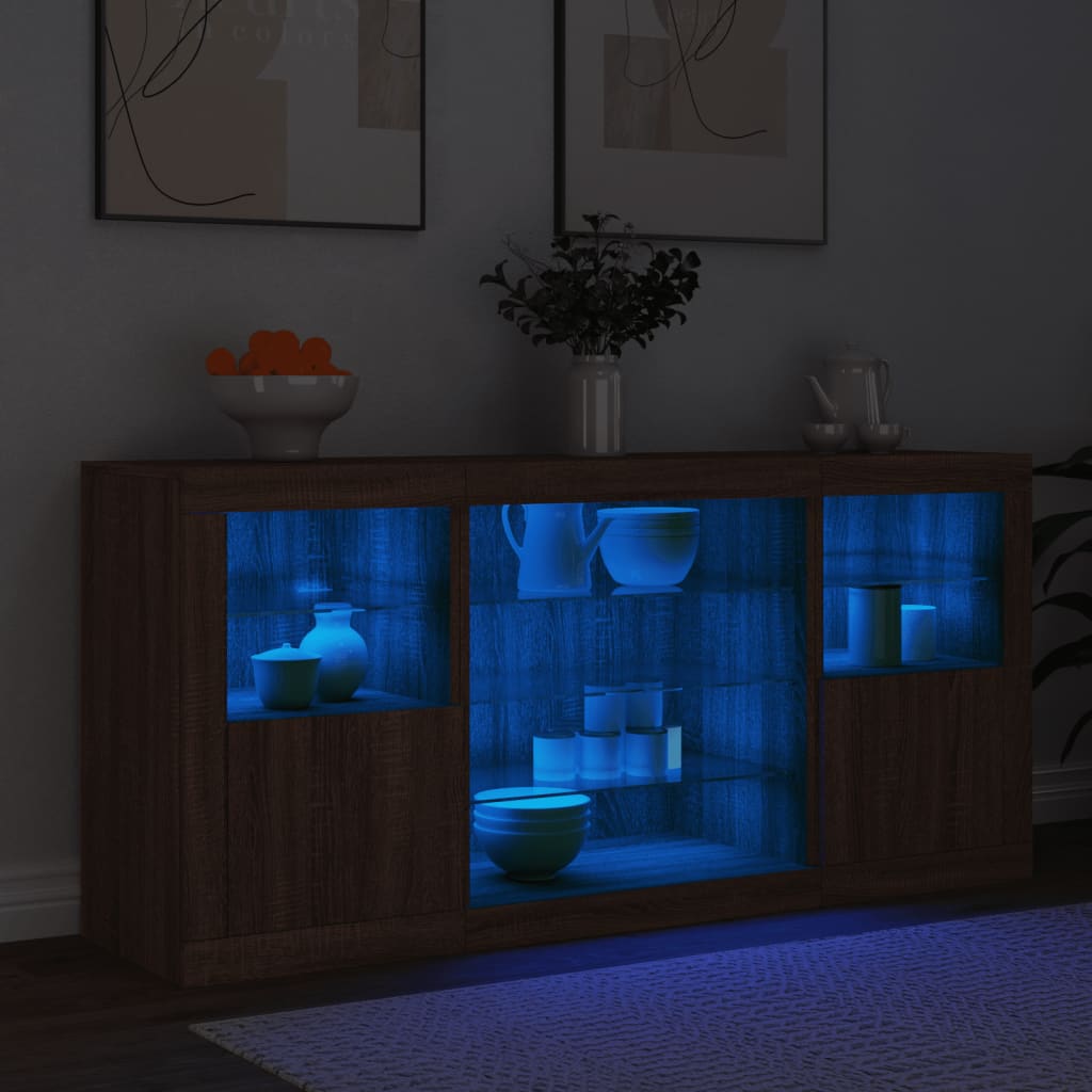 Ντουλάπι με LED Καφέ Δρυς 142,5x37x67 εκ. - Pakobazaar