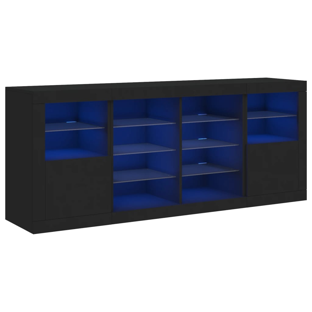 Μπουφές με LED Μαύρος 163 x 37 x 67 εκ.