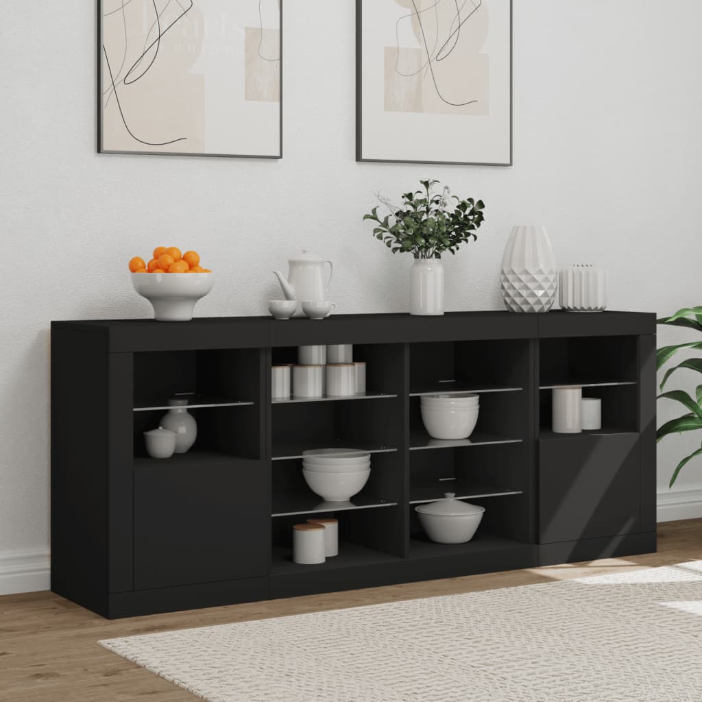 Μπουφές με LED Μαύρος 163 x 37 x 67 εκ.