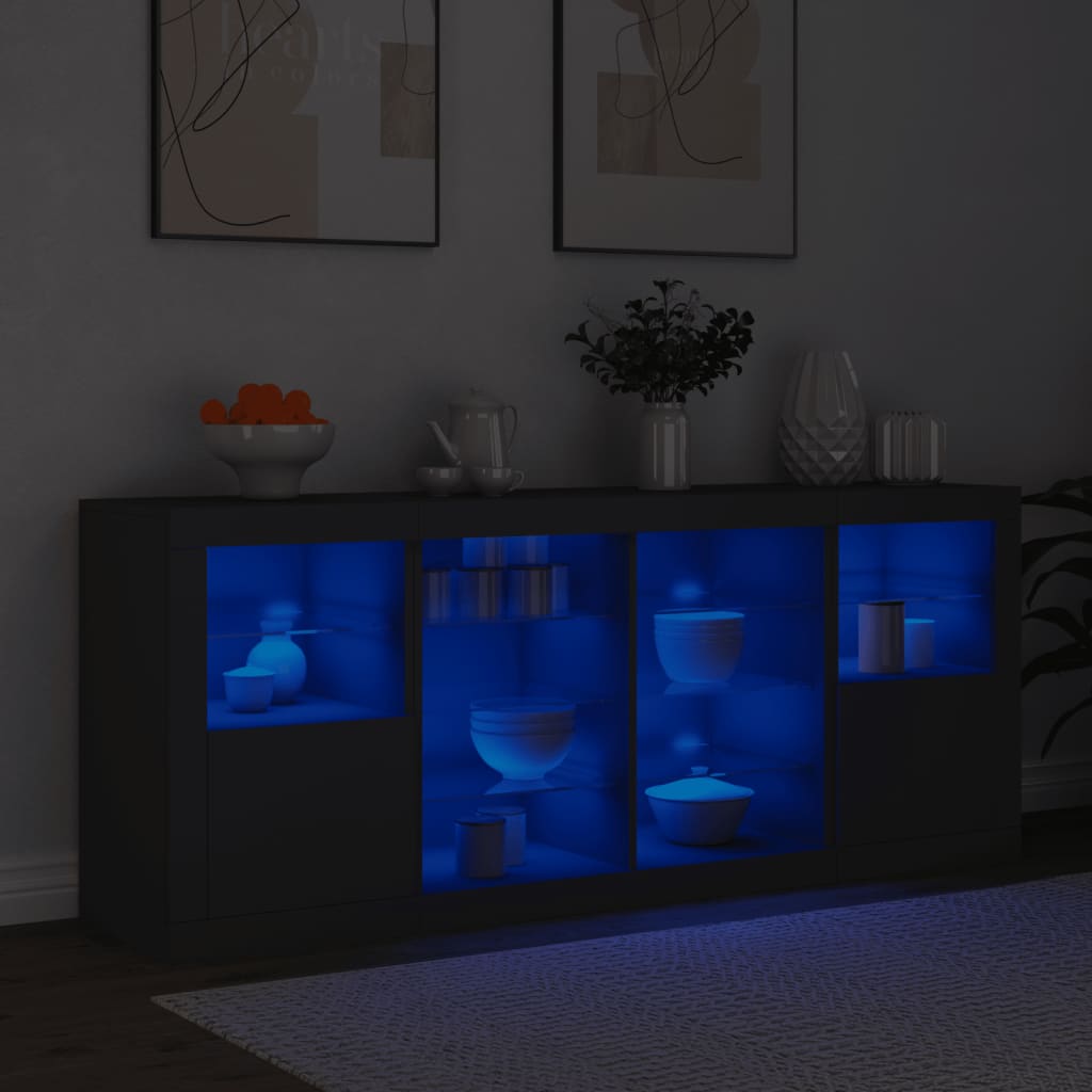 Μπουφές με LED Μαύρος 163 x 37 x 67 εκ.