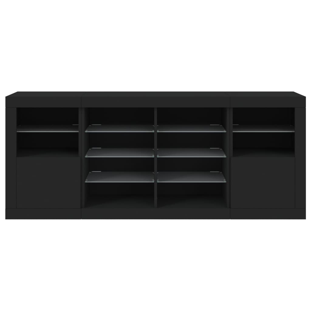 Μπουφές με LED Μαύρος 163 x 37 x 67 εκ.