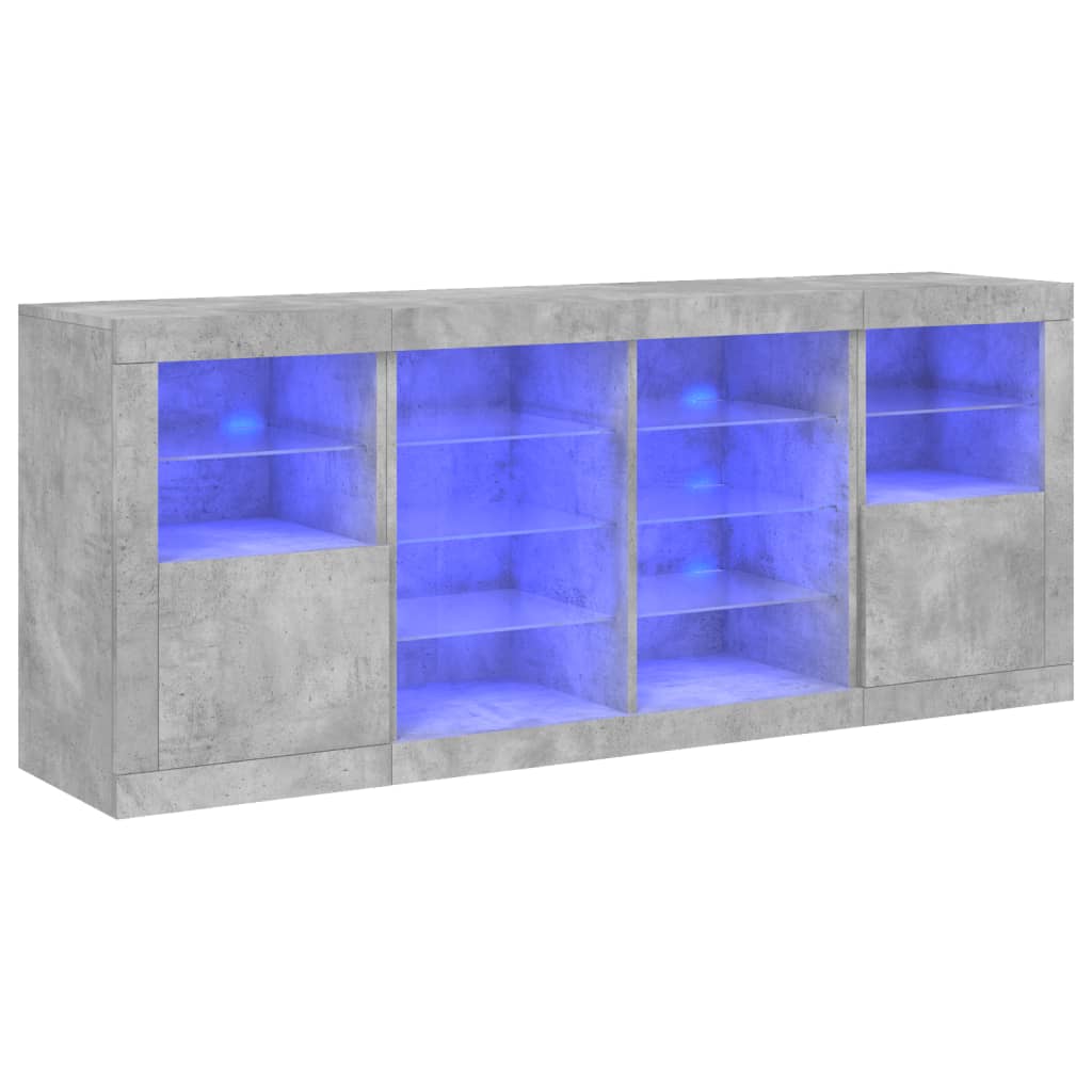 Μπουφές με LED Γκρι Σκυροδέματος 163 x 37 x 67 εκ.