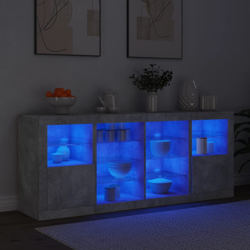 Μπουφές με LED Γκρι Σκυροδέματος 163 x 37 x 67 εκ.