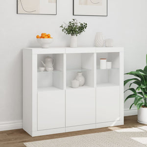 Μπουφέδες με Φώτα LED 3 τεμ. Λευκοί από Επεξεργασμένο Ξύλο