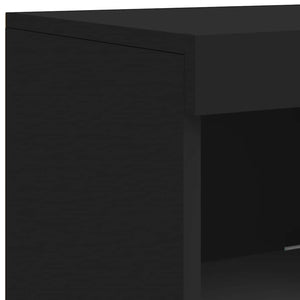 Μπουφέδες με Φώτα LED 3 τεμ. Μαύροι από Επεξεργασμένο Ξύλο - Pakobazaar