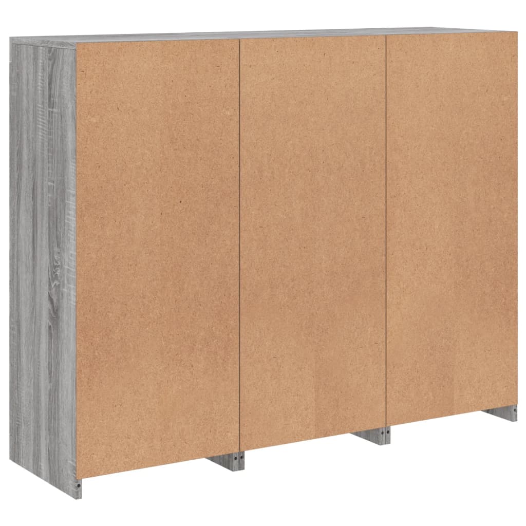 Μπουφέδες με Φώτα LED 3 τεμ. Γκρι Sonoma από Επεξεργασμένο Ξύλο