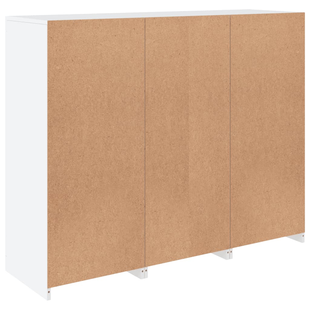 Μπουφέδες με Φώτα LED 3 τεμ. Λευκοί από Επεξεργασμένο Ξύλο