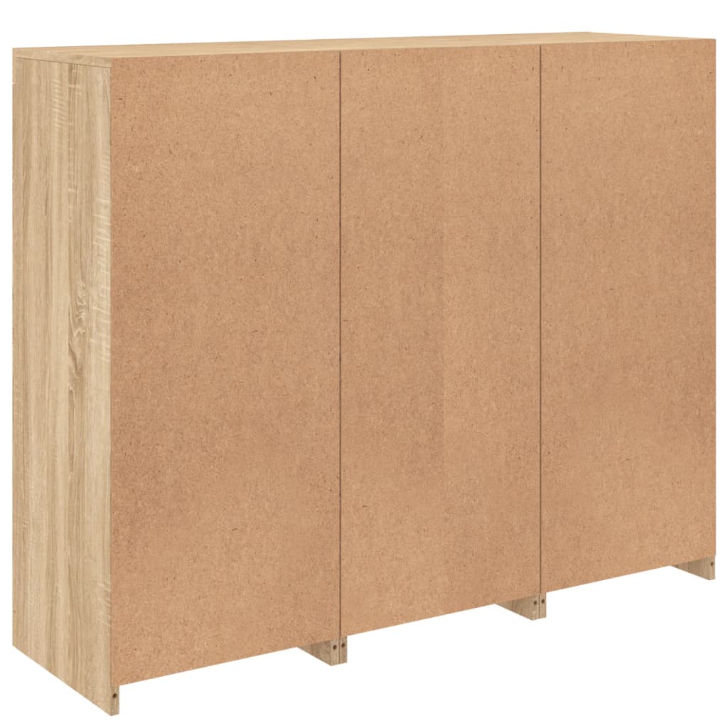 Μπουφέδες με Φώτα LED 3 τεμ. Sonoma Δρυς από Επεξεργασμένο Ξύλο