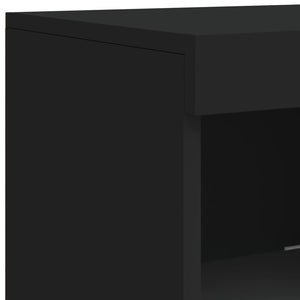 Μπουφέδες με Φώτα LED 3 τεμ. Μαύροι από Επεξεργασμένο Ξύλο