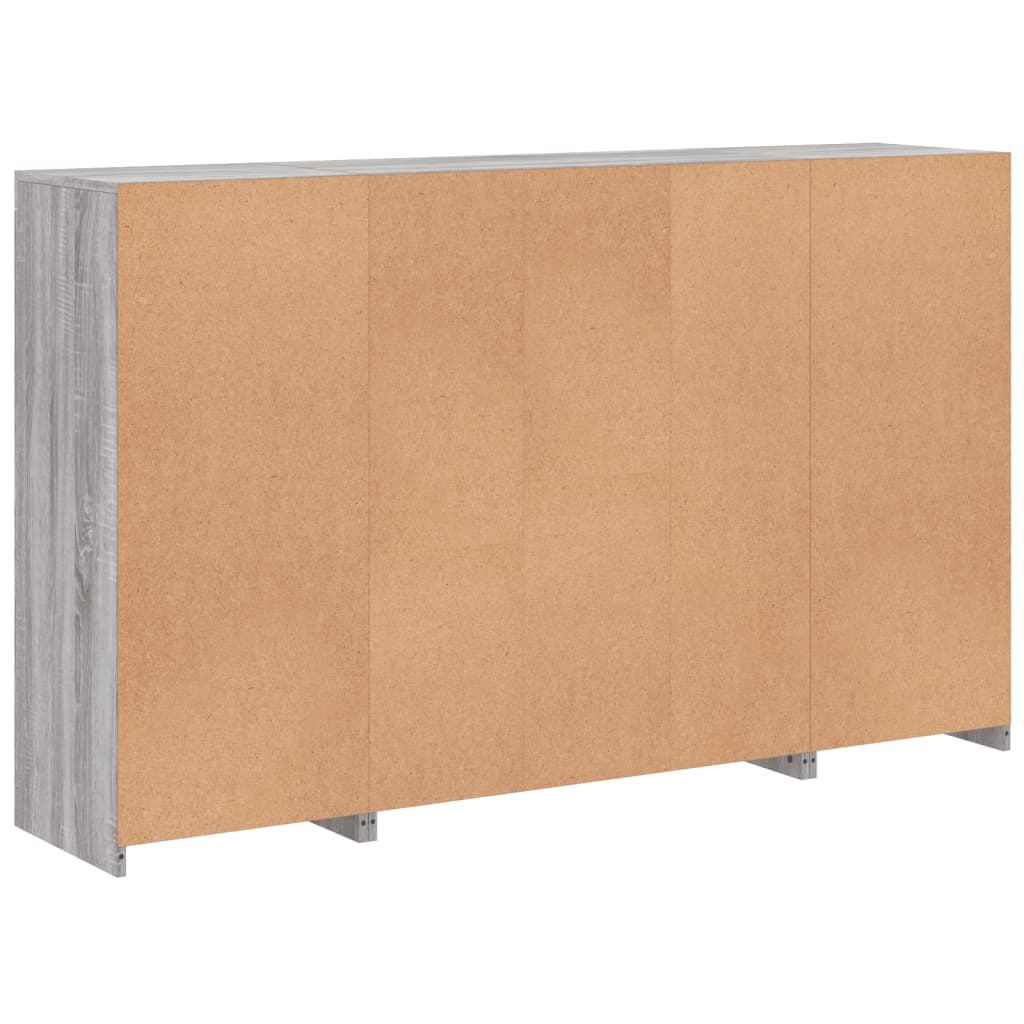 Μπουφέδες με Φώτα LED 3 τεμ. Γκρι Sonoma από Επεξεργασμένο Ξύλο