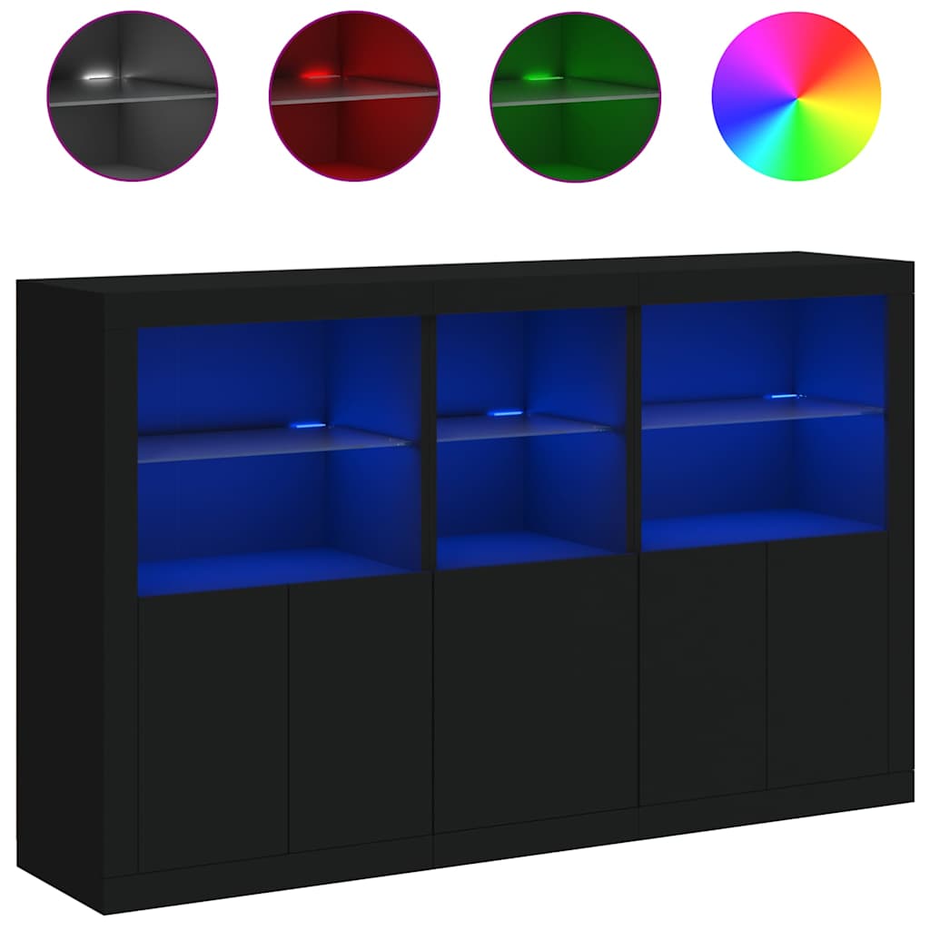 Μπουφές με Φώτα LED Μαύρος 162 x 37 x 100 εκ.