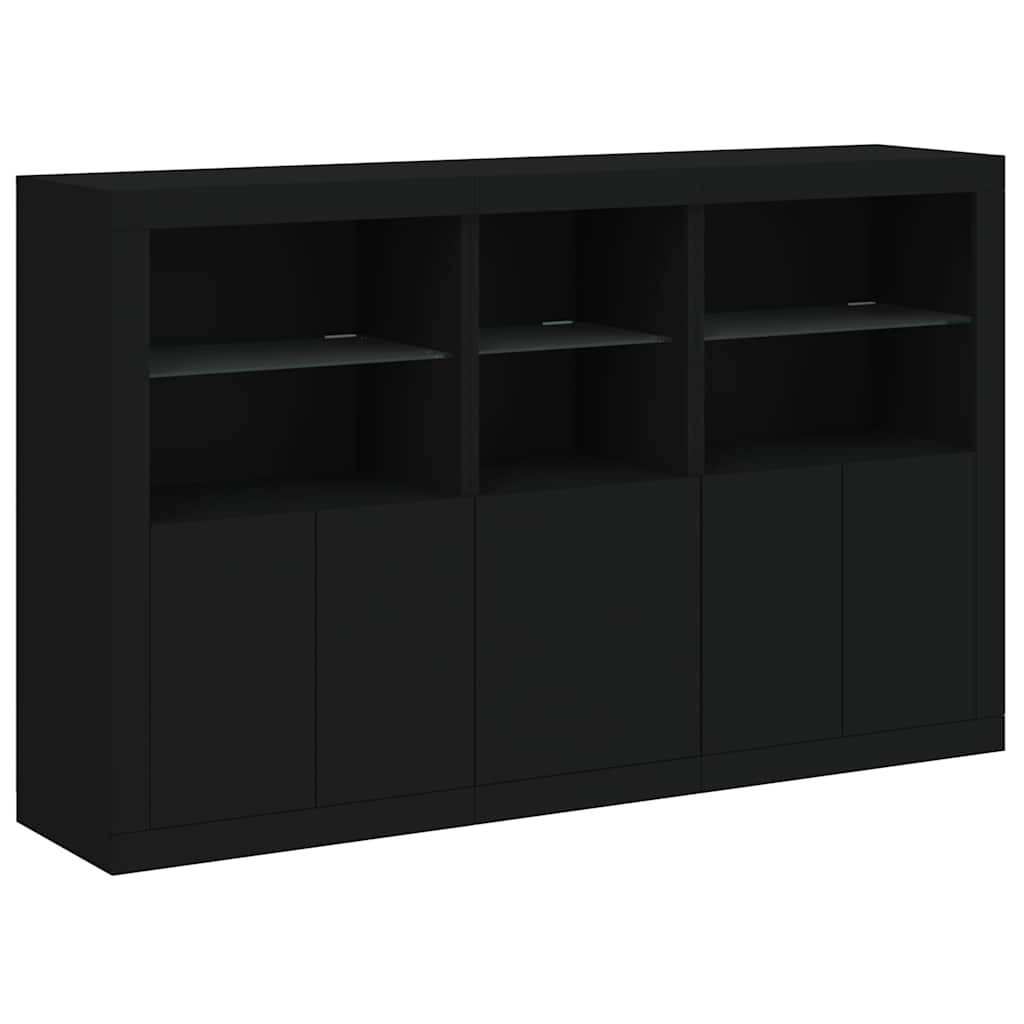 Μπουφές με Φώτα LED Μαύρος 162 x 37 x 100 εκ.