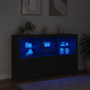 Μπουφές με Φώτα LED Μαύρος 162 x 37 x 100 εκ.