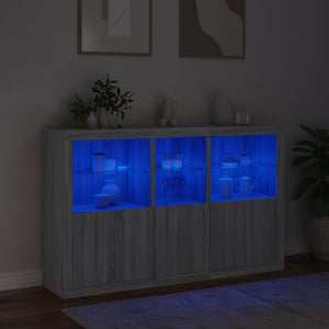 Μπουφές με Φώτα LED Γκρι Sonoma 162 x 37 x 100 εκ.