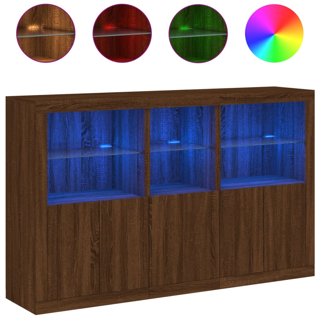 Μπουφές με Φώτα LED Καφέ Δρυς 162 x 37 x 100 εκ. - Pakobazaar