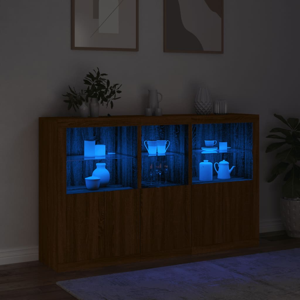 Μπουφές με Φώτα LED Καφέ Δρυς 162 x 37 x 100 εκ. - Pakobazaar