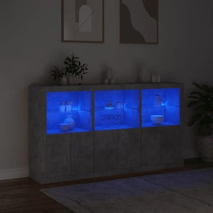Μπουφές με Φώτα LED Γκρι Σκυροδέματος 181,5 x 37 x 100 εκ.