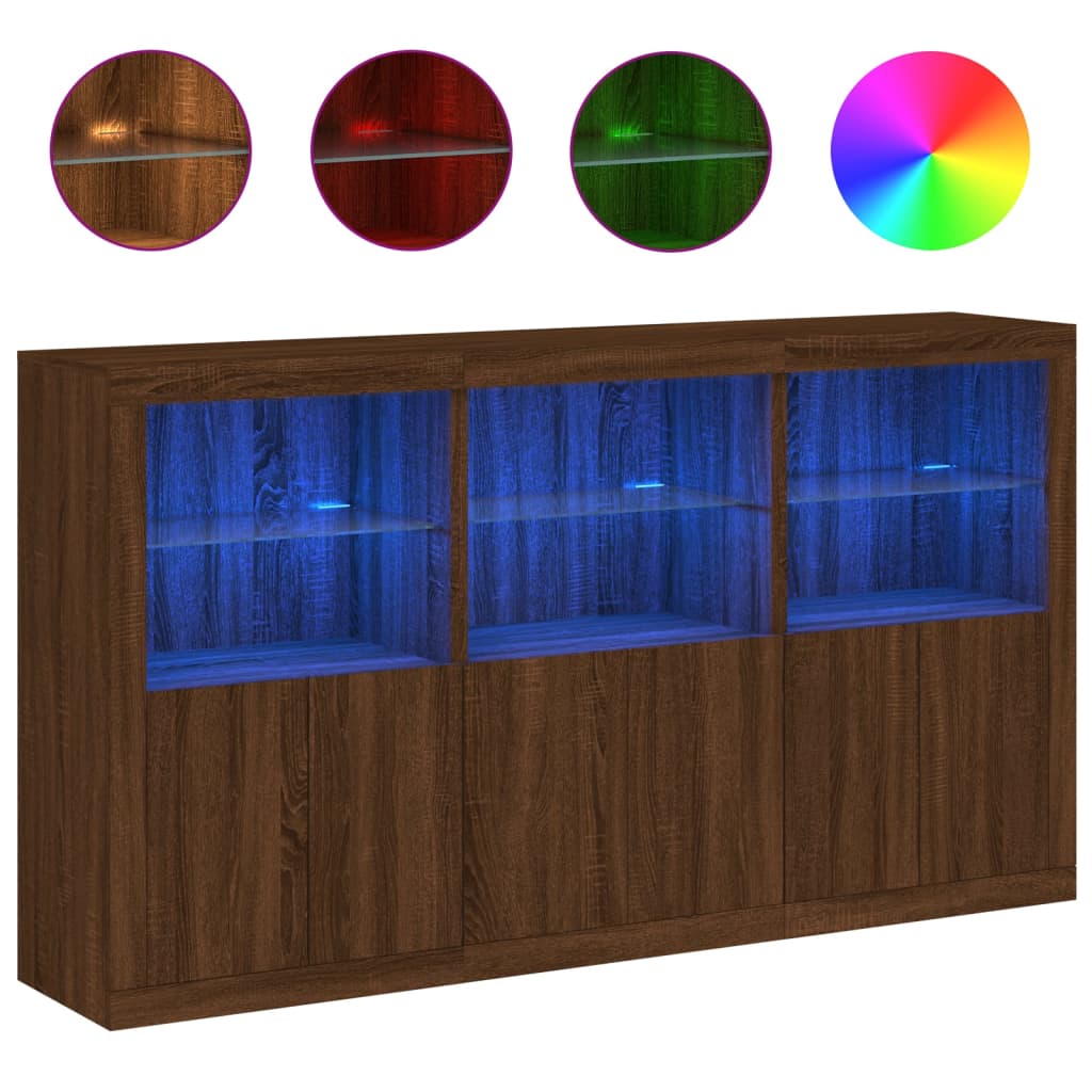 Μπουφές με Φώτα LED Καφέ Δρυς 181,5 x 37 x 100 εκ. - Pakobazaar