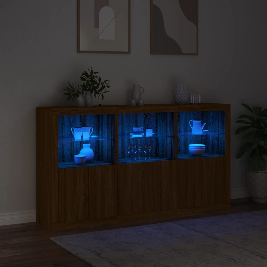 Μπουφές με Φώτα LED Καφέ Δρυς 181,5 x 37 x 100 εκ. - Pakobazaar