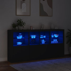 Μπουφές με Φώτα LED Μαύρος 202 x 37 x 100 εκ.