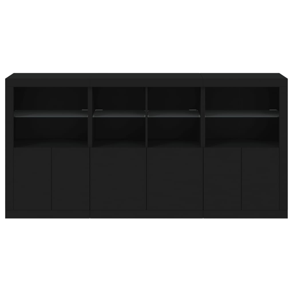 Μπουφές με Φώτα LED Μαύρος 202 x 37 x 100 εκ.