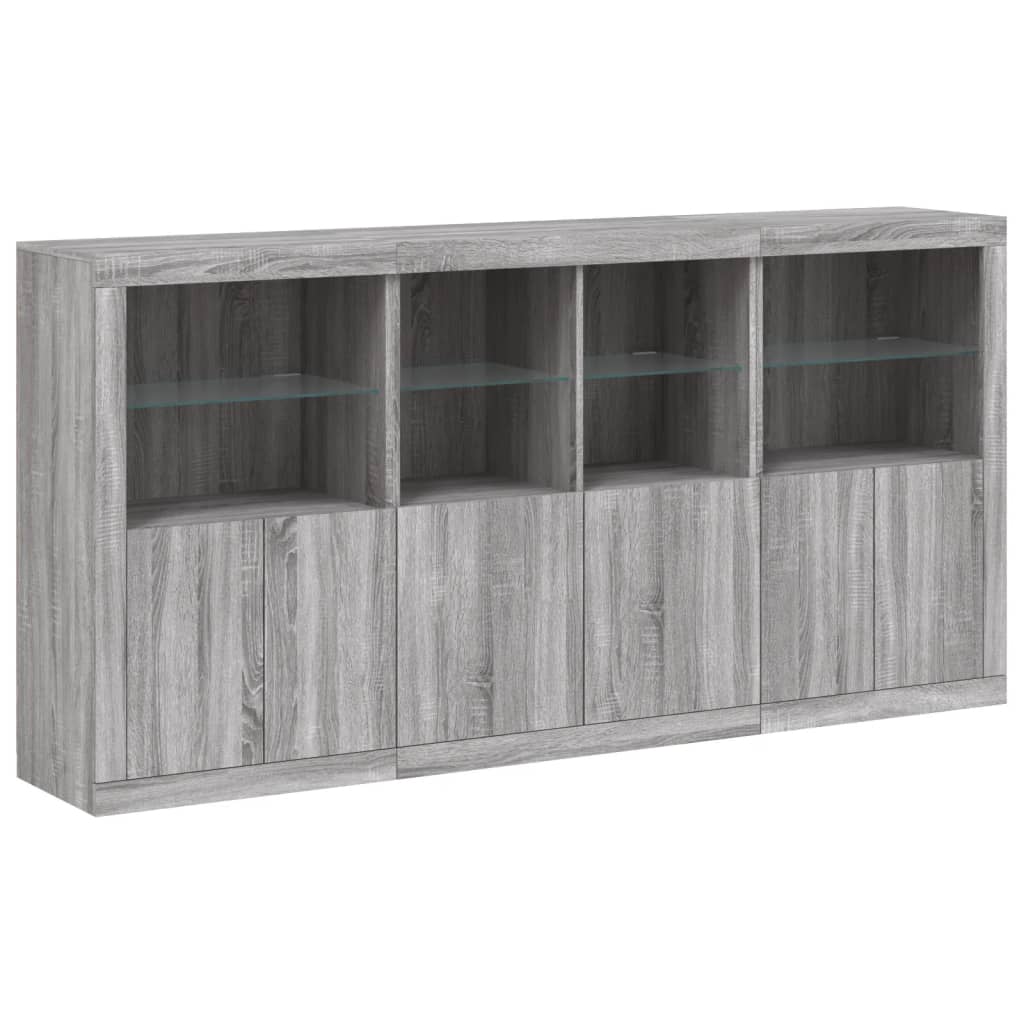 Μπουφές με Φώτα LED Γκρι Sonoma 202 x 37 x 100 εκ.