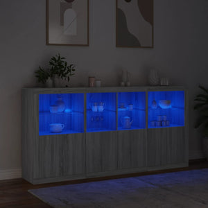 Μπουφές με Φώτα LED Γκρι Sonoma 202 x 37 x 100 εκ.