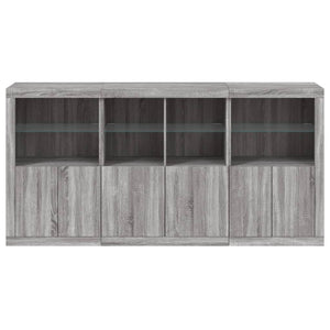 Μπουφές με Φώτα LED Γκρι Sonoma 202 x 37 x 100 εκ.