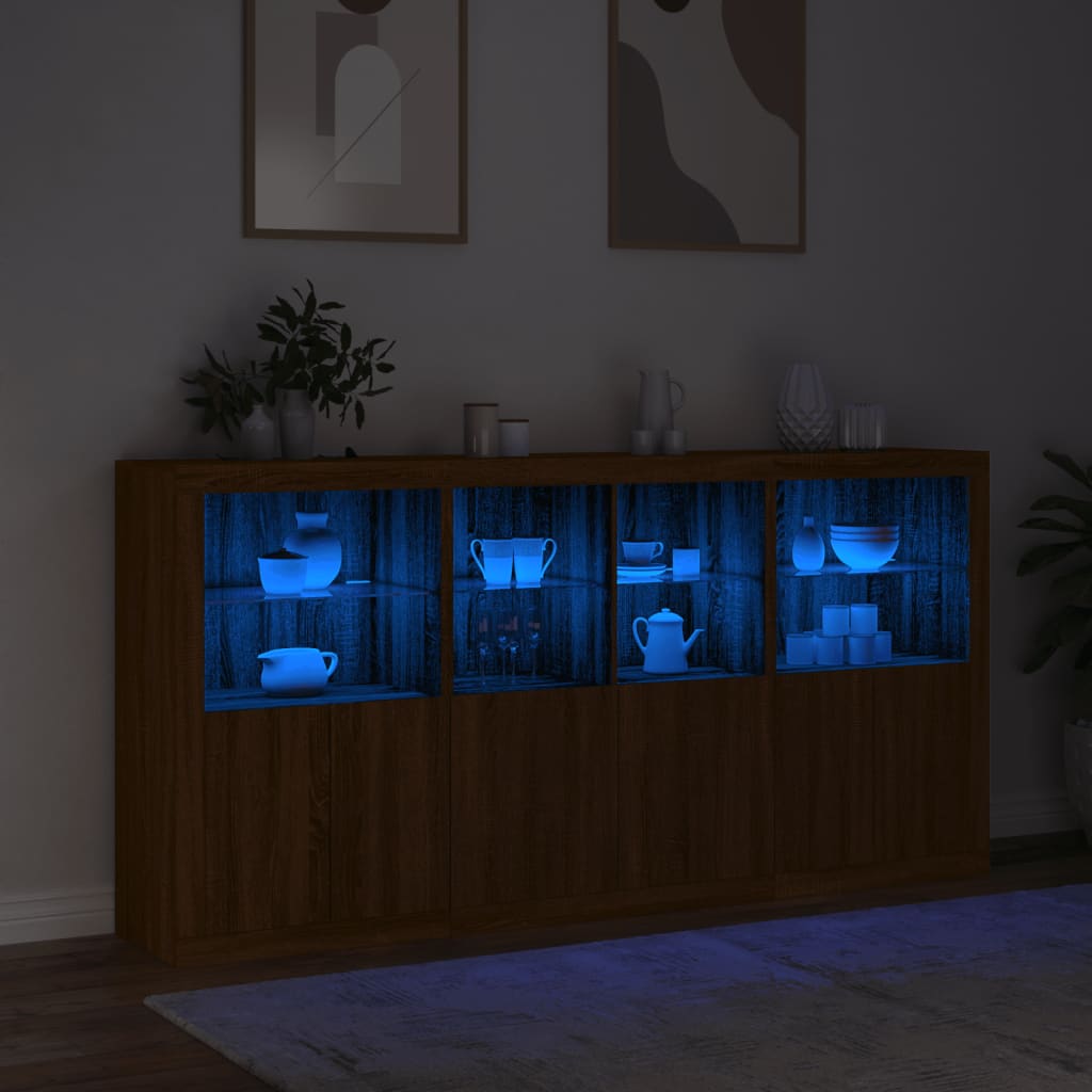 Μπουφές με Φώτα LED Καφέ Δρυς 202 x 37 x 100 εκ.