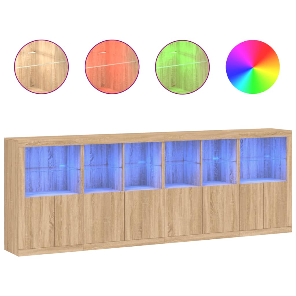 Μπουφές με Φώτα LED Sonoma Δρυς 283 x 37 x 100 εκ.
