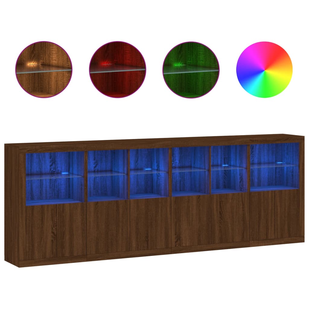 Μπουφές με Φώτα LED Καφέ Δρυς 283 x 37 x 100 εκ.
