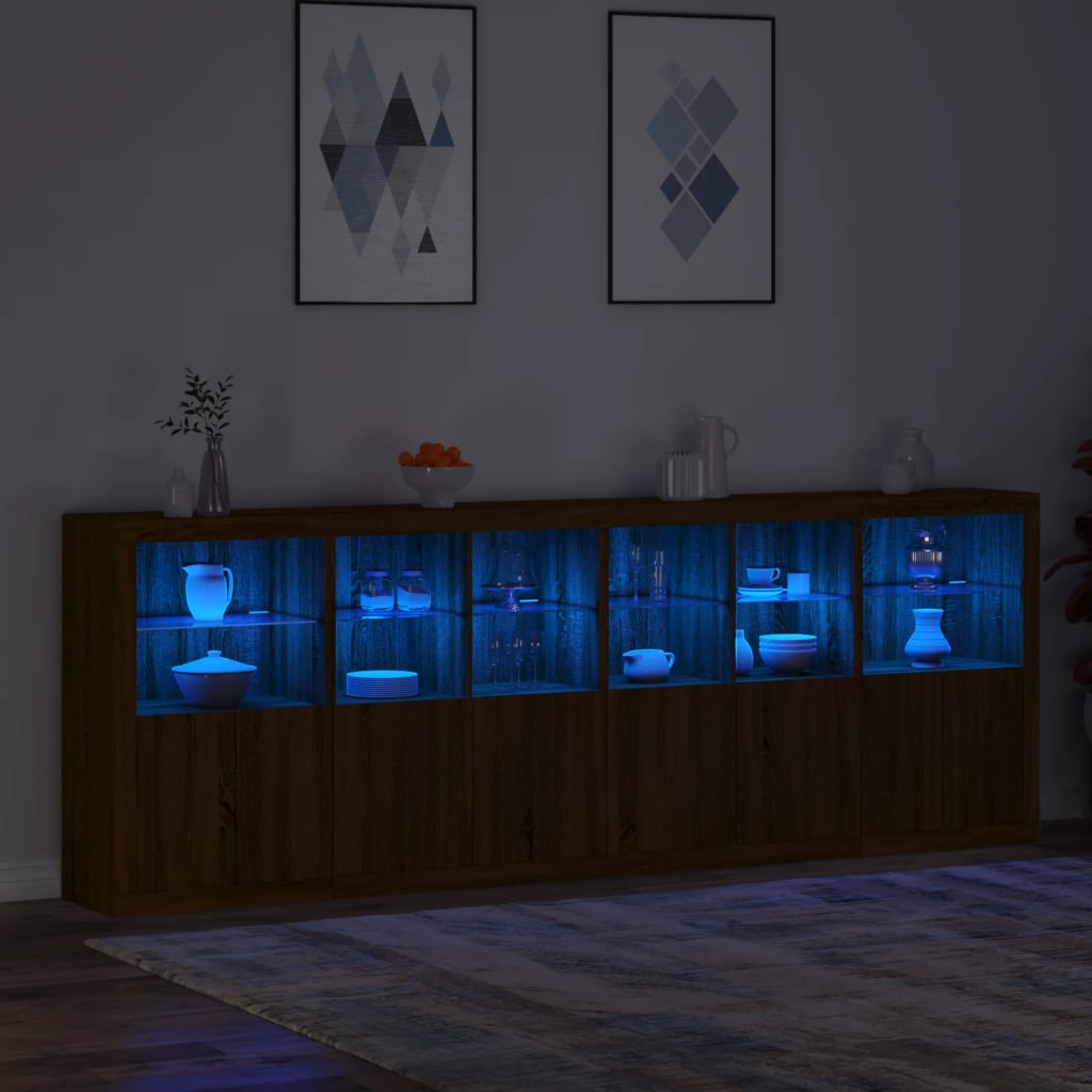 Μπουφές με Φώτα LED Καφέ Δρυς 283 x 37 x 100 εκ.