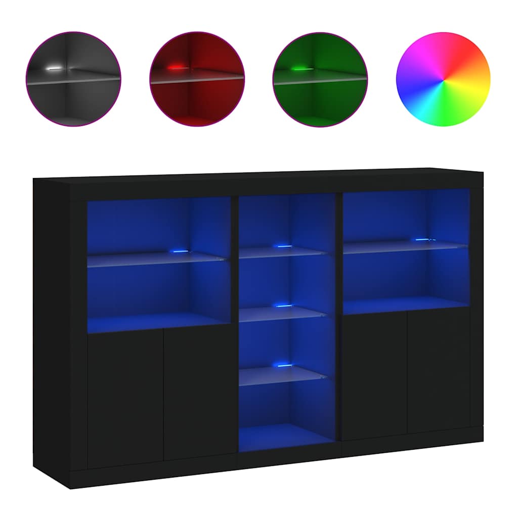 Μπουφές με Φώτα LED Μαύρος 162 x 37 x 100 εκ.