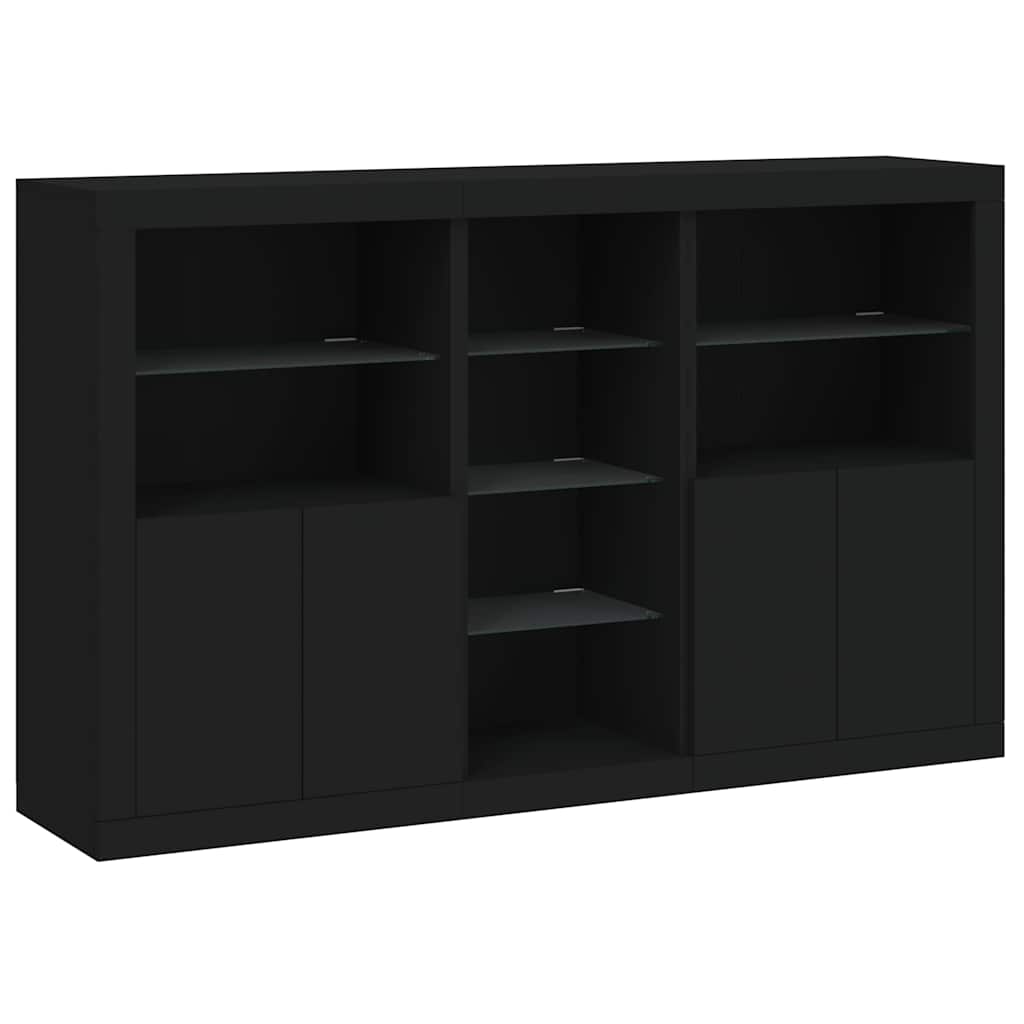 Μπουφές με Φώτα LED Μαύρος 162 x 37 x 100 εκ.